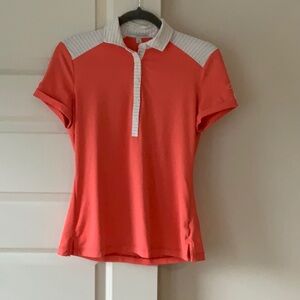 Fairway & Greene Coral Polo with White Stripes